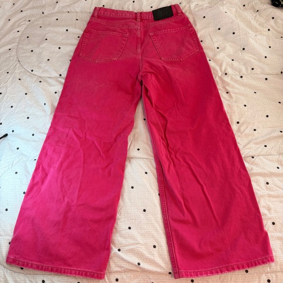 BDG Urban Outfitters High Wide Leg Jeans Pink Cropped Size 28 - Picture 4 of 12